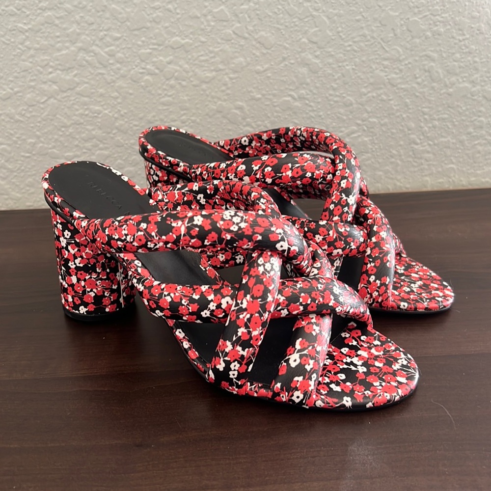 Rebecca Minkoff | Amandine Red Floral Cone Heel Sandal 7.5 NEW - Picture 2 of 9